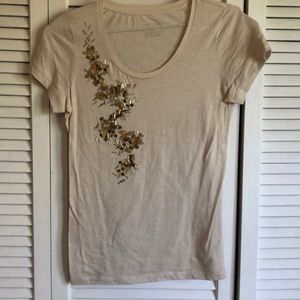 Tan tee with sequin detail
